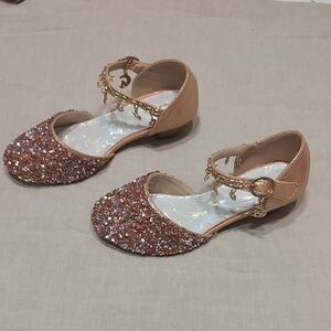 Sparkly Pink Kids Shoes with Ankle Strap